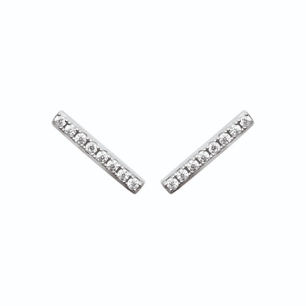 Boucles d’oreilles grimpantes ligne de zircons en argent 925, vue de face