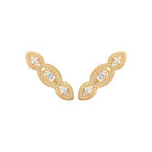 Boucles d’oreilles grimpantes navettes perlées et zircons en plaqué or