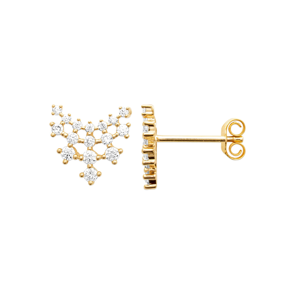 Boucles d’oreilles grimpantes nuée de zircons en plaqué or