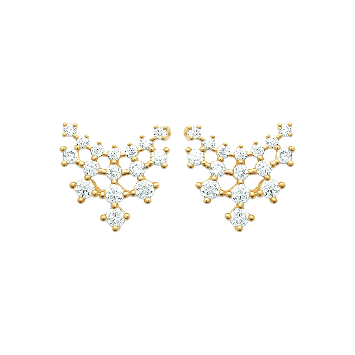 Boucles d’oreilles grimpantes nuée de zircons en plaqué or