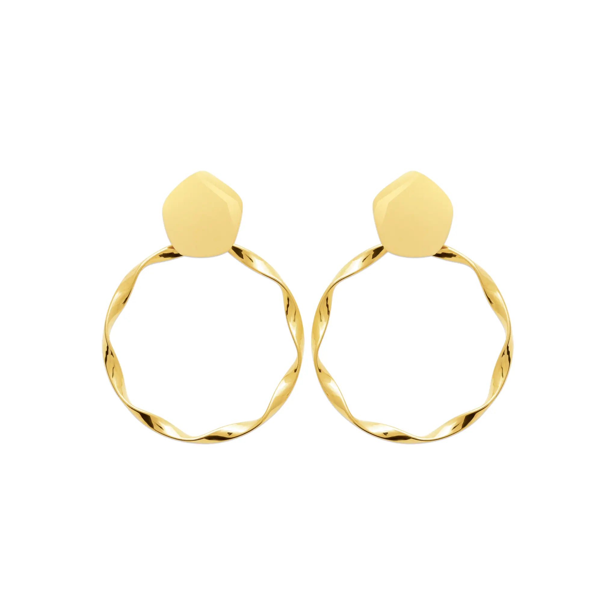 Boucles d'oreilles "Hexagone Twist" en PVD Doré (Fermoir Papillon)