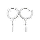 Boucles d’oreilles mini créoles pavées et pampille losanges en argent 925