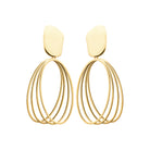 Boucles d'oreilles Pendantes "Éventail Ovale" en PVD Doré (Fermoir Papillon)