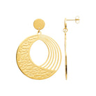 Boucles d’oreilles pendantes anneau ajouré en vagues gravées en acier PVD doré