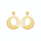 Boucles d’oreilles pendantes anneau ajouré en vagues gravées en acier PVD doré