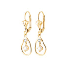 Boucles d’oreilles pendantes anneau libre et perle de culture en plaqué or