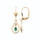 Boucles d’oreilles pendantes anneau libre et pierre verte en plaqué or