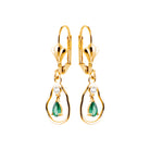 Boucles d’oreilles pendantes anneau libre et pierre verte en plaqué or