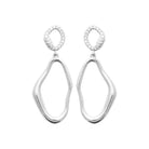 Boucles d’oreilles pendantes anneaux organiques et zircons en argent 925 rhodié