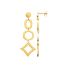 Boucles d’oreilles pendantes anneaux ovales et losange en acier PVD doré
