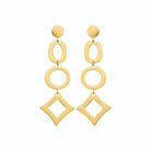 Boucles d’oreilles pendantes anneaux ovales et losange en acier PVD doré