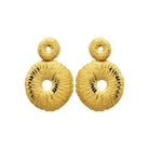 Boucles d’oreilles pendantes anneaux texturés en cascade en acier PVD doré