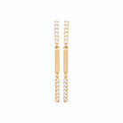 Boucles d’oreilles pendantes barres parallèles et zircons en plaqué or