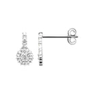 Boucles d’oreilles pendantes barrette et rosace pavée de zircons en argent 925 rhodié