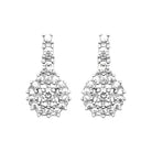 Boucles d’oreilles pendantes barrette et rosace pavée de zircons en argent 925 rhodié