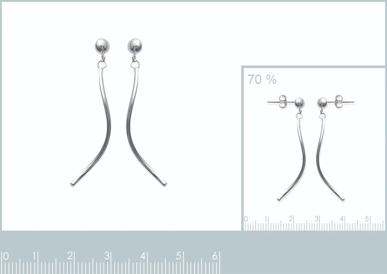 Boucles d’oreilles pendantes boule et virgule en argent 925 rhodié