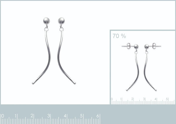 Boucles d’oreilles pendantes boule et virgule en argent 925 rhodié