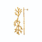 Boucles d’oreilles pendantes branches de corail et perles d’imitation en acier PVD doré