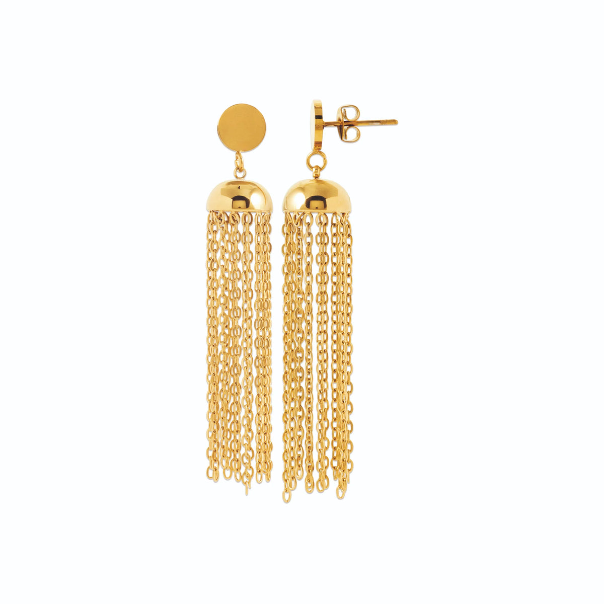 Boucles d’oreilles pendantes cascade de chaînettes en acier PVD doré