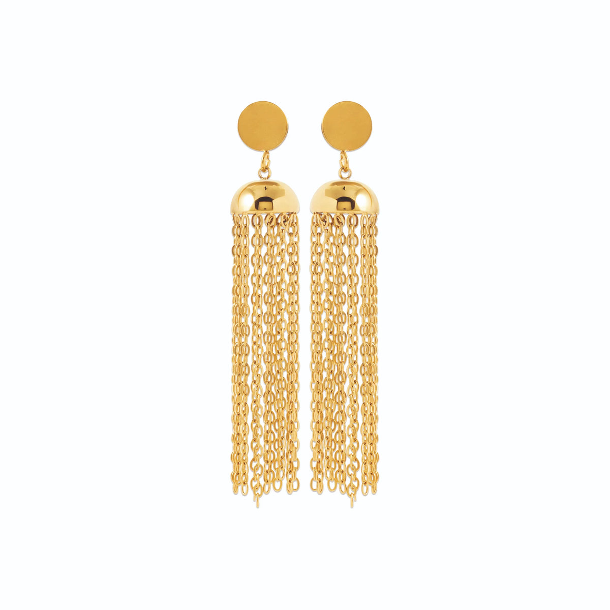 Boucles d’oreilles pendantes cascade de chaînettes en acier PVD doré