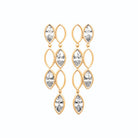Boucles d’oreilles pendantes cascade de navettes et zircons en plaqué or