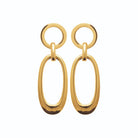 Boucles d’oreilles pendantes cercle et ovale en acier PVD doré