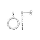 Boucles d’oreilles pendantes cercle rayonnant de zircons en argent 925 rhodié