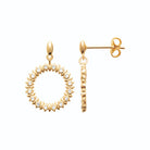 Boucles d’oreilles pendantes cercle rayonnant de zircons en plaqué or