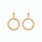Boucles d’oreilles pendantes cercle rayonnant de zircons en plaqué or
