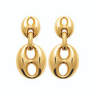 Boucles d’oreilles pendantes deux maillons grain de café en acier PVD doré