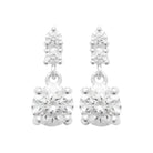 Boucles d’oreilles pendantes deux zircons ronds superposés en argent 925, vue de face