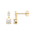 Boucles d’oreilles pendantes deux zircons superposés en plaqué or