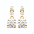 Boucles d’oreilles pendantes deux zircons superposés en plaqué or