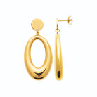 Boucles d’oreilles pendantes disque et anneau ovale bombé en acier PVD doré