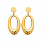 Boucles d’oreilles pendantes disque et anneau ovale bombé en acier PVD doré