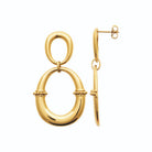 Boucles d’oreilles pendantes double anneau ovale en acier PVD doré