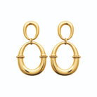 Boucles d’oreilles pendantes double anneau ovale en acier PVD doré