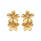 Boucles d’oreilles pendantes double fleur striée en acier PVD doré