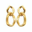 Boucles d’oreilles pendantes double maillon torsadé en acier PVD doré