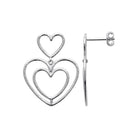 Boucles d’oreilles pendantes doubles cœurs ajourés enfant en argent 925 rhodié