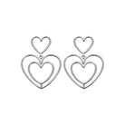 Boucles d’oreilles pendantes doubles cœurs ajourés enfant en argent 925 rhodié