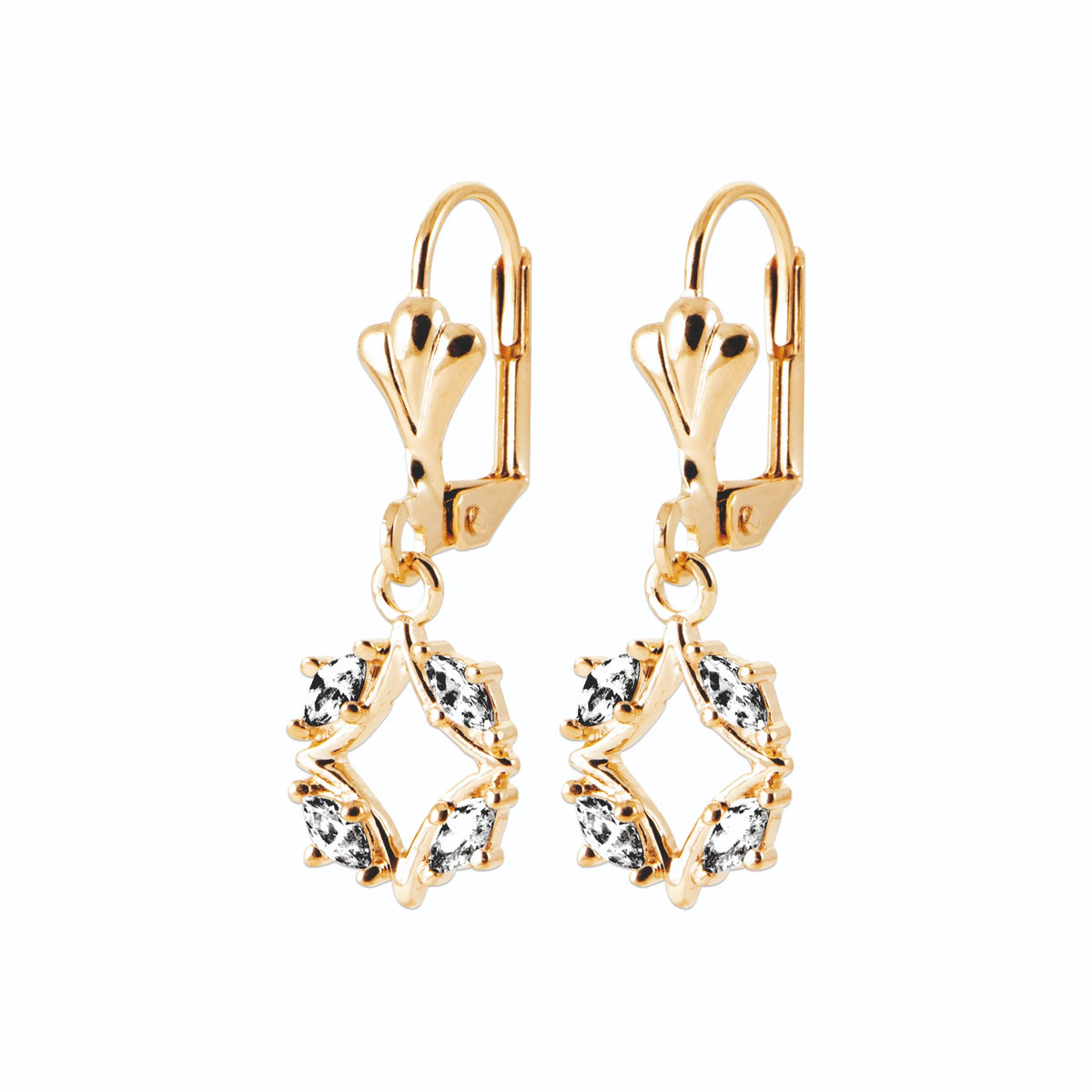 Boucles d’oreilles pendantes étoile de navettes en plaqué or