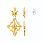 Boucles d’oreilles pendantes étoiles ajourées en acier PVD doré