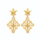 Boucles d’oreilles pendantes étoiles ajourées en acier PVD doré
