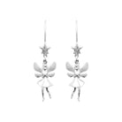 Boucles d’oreilles pendantes fée sous une étoile enfant en argent 925 rhodié