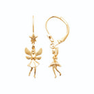 Boucles d’oreilles pendantes fée sous une étoile enfant en plaqué or