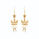 Boucles d’oreilles pendantes fée sous une étoile enfant en plaqué or