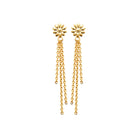 Boucles d’oreilles pendantes fleur et chaînettes en plaqué or
