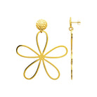 Boucles d’oreilles pendantes fleur en fil doré en acier PVD doré