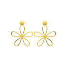 Boucles d’oreilles pendantes fleur en fil doré en acier PVD doré